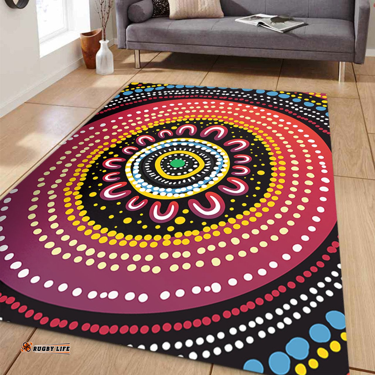 Australia Aboriginal Area Rug - Aboriginal Showcasing Dot Art Design Area Rug