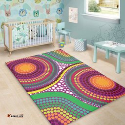 Australia Aboriginal Area Rug - Aboriginal Rainbow Dot Inspired Area Rug