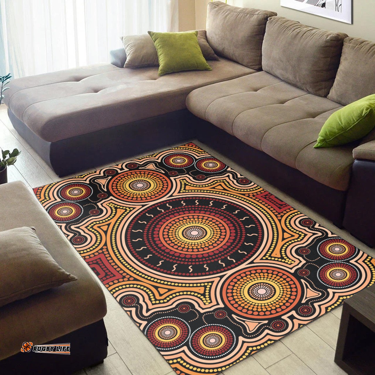 Australia Aboriginal Inspired Area Rug - Aboriginal Indigenous Dot Art Vector Style