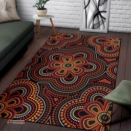 Australia Aboriginal Inspired Area Rug - Aboriginal Dot Painting Flowers Rug