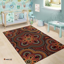 Australia Aboriginal Inspired Area Rug - Aboriginal Dot Painting Flowers Rug