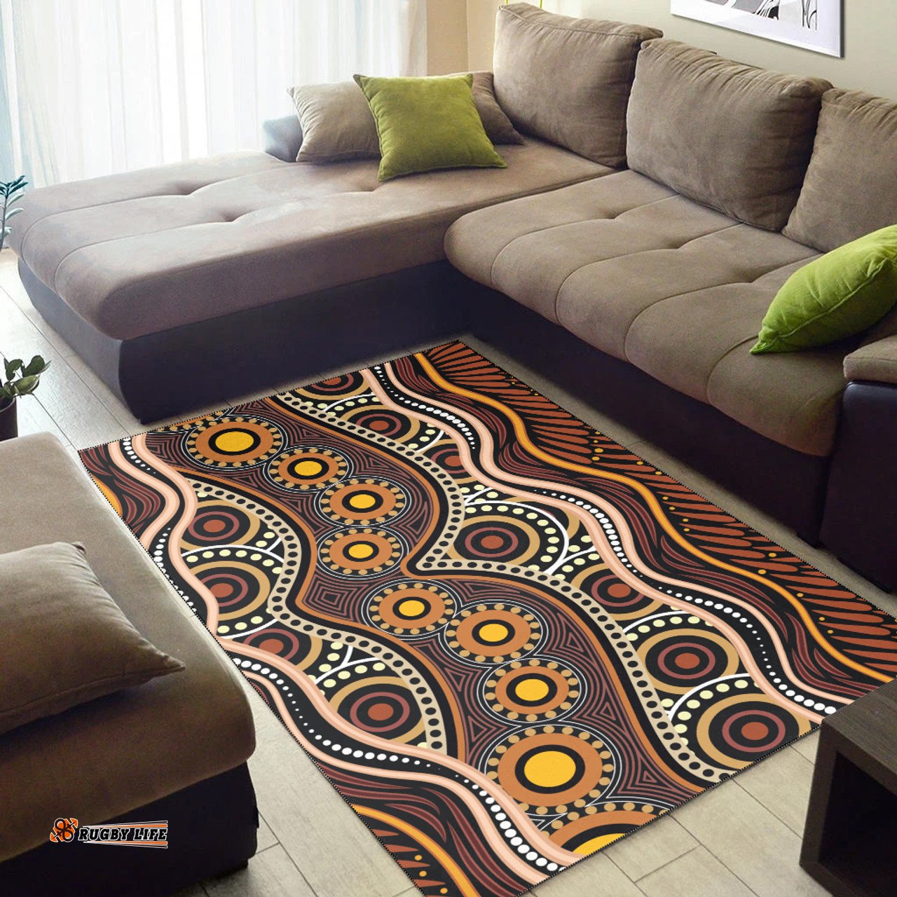 Australia Aboriginal Inspired Area Rug - Land Aboriginal Art Painting