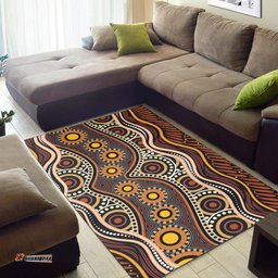 Australia Aboriginal Inspired Area Rug - Land Aboriginal Art Painting