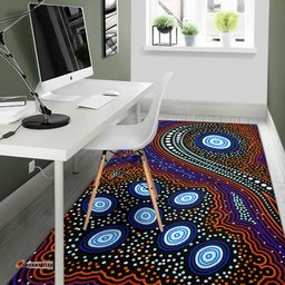 Australia Aboriginal Inspired Area Rug - Dreaming story Aboriginal Inspired art background