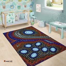 Australia Aboriginal Inspired Area Rug - Dreaming story Aboriginal Inspired art background