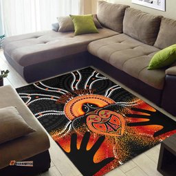 [Custom] Australia Aboriginal Inspired Area Rug - Indigenous Turtle Hand Art