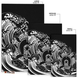 Australia Aboriginal Inspired Area Rug - Torres Strait Islands in Wave (Black)