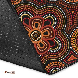 Australia Aboriginal Inspired Area Rug - Indigenous dot art flower pattern