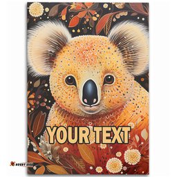 Australia Koala Custom Area Rug - Aboriginal Koala With Golden Wattle Flowers Area Rug