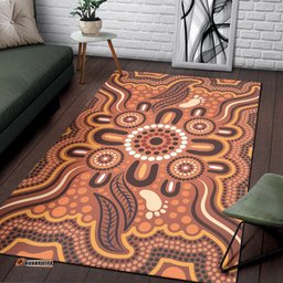 Australia Aboriginal Inspired Area Rug - Aboriginal Leaf Style Of Background