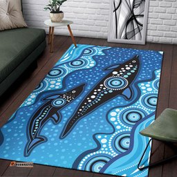 Australia Aboriginal Inspired Area Rug - Aboriginal Inspired dot art design with mother and baby dolphin