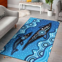 Australia Aboriginal Inspired Area Rug - Aboriginal Inspired dot art design with mother and baby dolphin