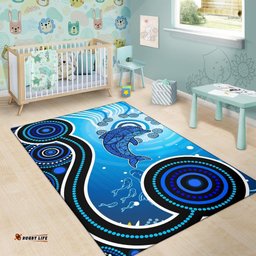 Aboriginal Area Rug Dolphin And Aboriginal Dot Patterns