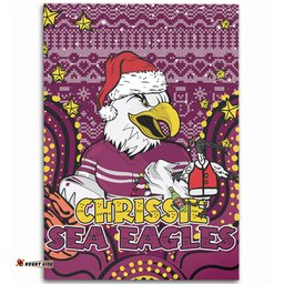 Manly Warringah Sea Eagles Christmas Custom Area Rug - Christmas Knit Patterns Vintage Jersey Ugly Area Rug