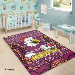 Manly Warringah Sea Eagles Christmas Custom Area Rug - Christmas Knit Patterns Vintage Jersey Ugly Area Rug