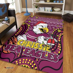 Manly Warringah Sea Eagles Christmas Custom Area Rug - Christmas Knit Patterns Vintage Jersey Ugly Area Rug
