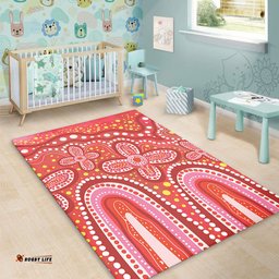 Australia Aboriginal Area Rug - Dot painting illustration in Aboriginal style Red Area Rug