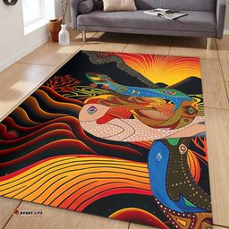Australia Aboriginal Area Rug - Rainbow Serpent In Aboriginal Dreaming Art Inspired Area Rug