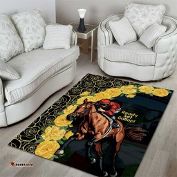 Melbourne Horse Racing Area Rug Yellow Roses Ready Set Gallop!