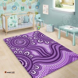 Australia Aboriginal Area Rug - Dot Patterns From Indigenous Australian Culture (Purple) Area Rug