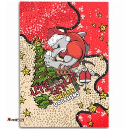 Redcliffe Dolphins Christmas Custom Area Rug - Let's Get Lit Chrisse Pressie Area Rug