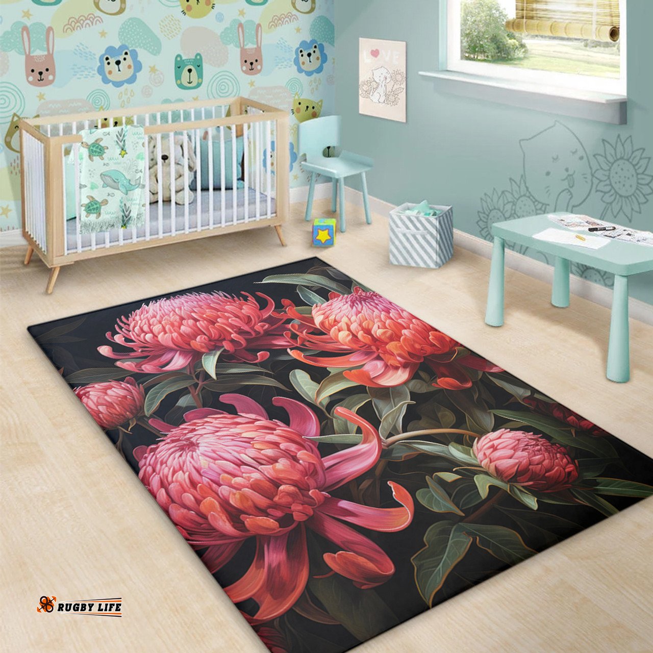 Australia Waratah Area Rug - Red Waratah Flowers Fine Art Ver3 Area Rug