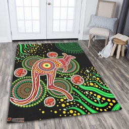 Australia Animals Aboriginal Area Rug - Aboriginal Plant With Kangaroo Colorful Art Area Rug