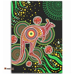 Australia Animals Aboriginal Area Rug - Aboriginal Plant With Kangaroo Colorful Art Area Rug