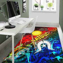 Australia Naidoc Week Area Rug - Naidoc Aboriginal Inspired Dot Art Painting With Hunting "Get up, Stand up, Show up," Area Rug