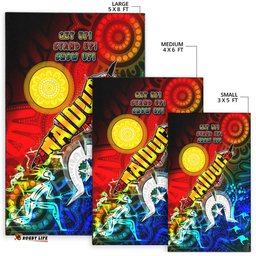 Australia Naidoc Week Area Rug - Naidoc Aboriginal Inspired Dot Art Painting With Hunting "Get up, Stand up, Show up," Area Rug