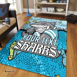 Cronulla-Sutherland Sharks Custom Area Rug - Team With Dot And Star Patterns For Tough Fan Area Rug