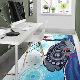 Australia Aboriginal Inspired Area Rug - Mother and baby swan Aboriginal Inspired art painting
