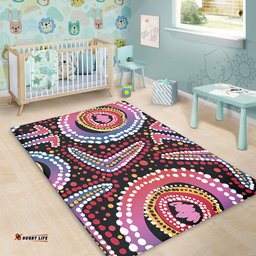 Australia Dot Painting Inspired Aboriginal Area Rug - Boomerang From Aboriginal Art Area Rug