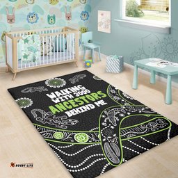 Australia Aboriginal Area Rug - Walking with 3000 Ancestors Behind Me Black and Green Patterns Area Rug