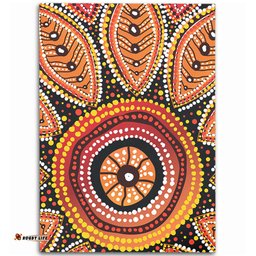 Australia Aboriginal Area Rug - Beautiful Dotted Leaves Aboriginal Art Background Area Rug