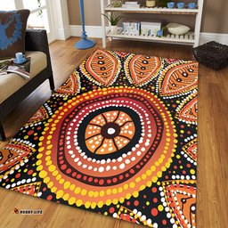 Australia Aboriginal Area Rug - Beautiful Dotted Leaves Aboriginal Art Background Area Rug