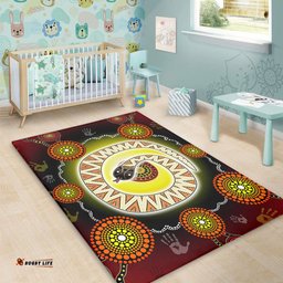 Australia Aboriginal Area Rug - The Rainbow Serpent Dreaming Spirit Art Area Rug