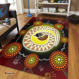 Australia Aboriginal Area Rug - The Rainbow Serpent Dreaming Spirit Art Area Rug