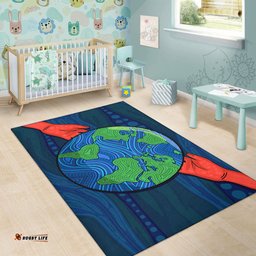 Australia Aboriginal Inspired Area Rug - Aboriginal dot art painting depicting save the planet