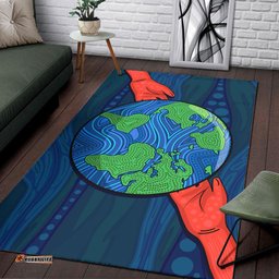 Australia Aboriginal Inspired Area Rug - Aboriginal dot art painting depicting save the planet