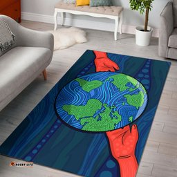 Australia Aboriginal Inspired Area Rug - Aboriginal dot art painting depicting save the planet