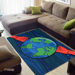 Australia Aboriginal Inspired Area Rug - Aboriginal dot art painting depicting save the planet