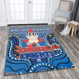 Newcastle Knights Christmas Custom Area Rug - Christmas Knit Patterns Vintage Jersey Ugly Area Rug