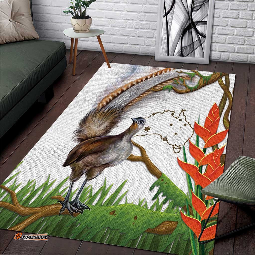 Australia Superb Lyrebird Area Rug Aussie Map Rainforest Vibes