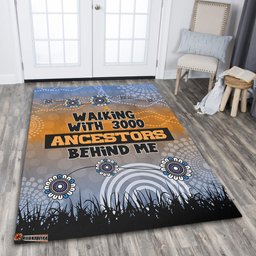 Australia Aboriginal Area Rug - Walking with 3000 Ancestors Behind Me Blue Patterns Area Rug