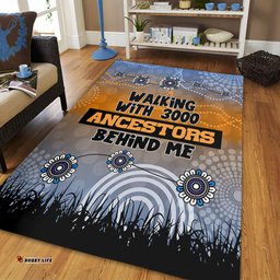 Australia Aboriginal Area Rug - Walking with 3000 Ancestors Behind Me Blue Patterns Area Rug