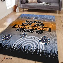 Australia Aboriginal Area Rug - Walking with 3000 Ancestors Behind Me Blue Patterns Area Rug