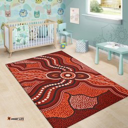 Australia Aboriginal Inspired Area Rug - River Aboiginal Inspired Dot Painting Style