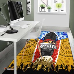 Gold Coast Titans Anzac Aboriginal Inspired Rug - Gold Coast Titans with Poppy Watercolor Flower Rug