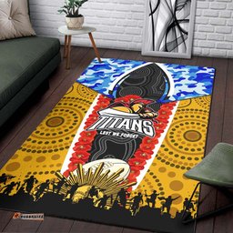Gold Coast Titans Anzac Aboriginal Inspired Rug - Gold Coast Titans with Poppy Watercolor Flower Rug